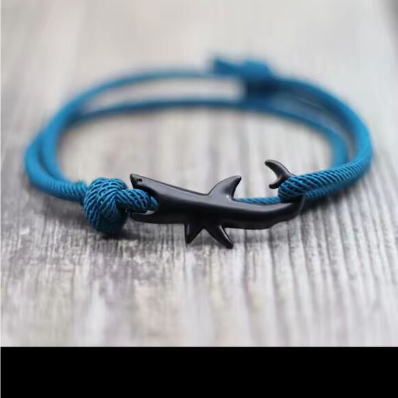 Men's bracelet shark cord beach double layered New e91 - Picture 1 of 3